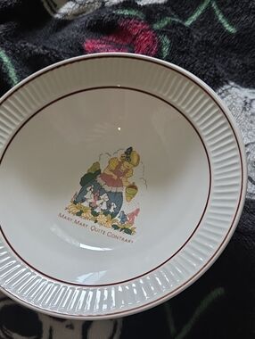 White and Maroon 'Mary Mary, Quite Contrary' Decorative Bowl